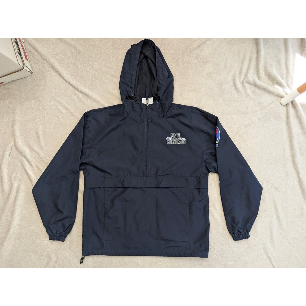 Vintage Champion Jacket Medium Navy Blue Vail Colorado 1/2 Zip Long Sleeve RARE